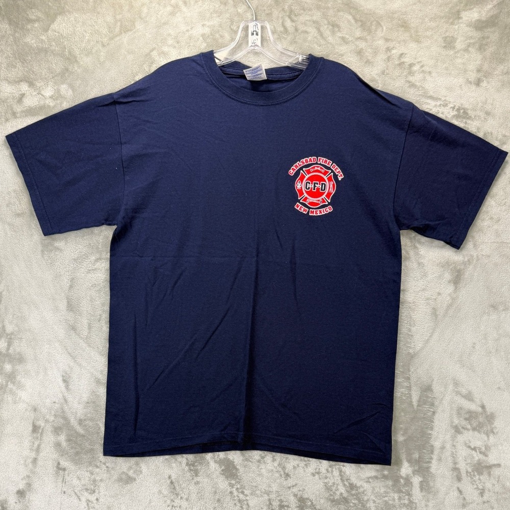 Gildan Carlsbad Fire Dept New Mexico Navy Blue Graphic T-Shirt Mens Large L